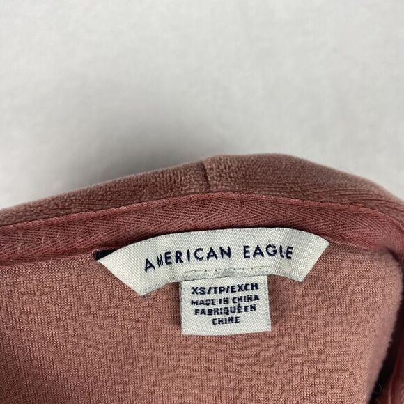 American Eagle Sweater Womens Extra Small Velvet Hooded Front Pocket Casual - Picture 6 of 8